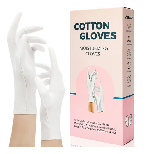 Guantes Algodón Blancos Hidratantes Para Manos Secas Xl