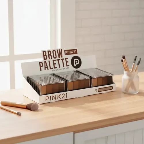 Set X 24 Paletas Sombras De Cejas Eye Brow Pink 21 Aplicador