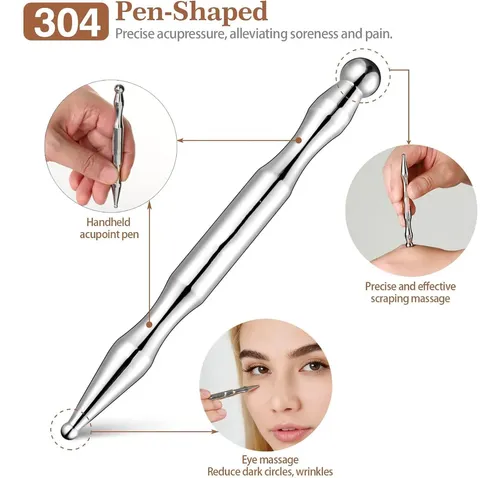 Set Gua Sha Acero Inox Masaje Muscular 4 Piezas