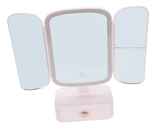 Espejo De Maquillaje Iluminado De 3 Pliegues, Color Organiza