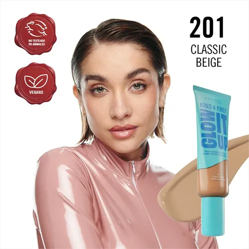 Base Rimmel Kind & Free Hidratante Glow It Up X 30 Ml Tono 201 Classic Beige