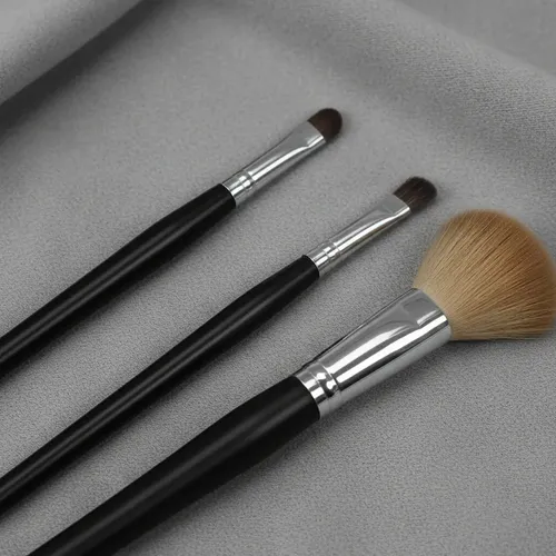 Set X3 Maquillaje Brocha+2 Pincel Ojos Pelo Natural +estuche