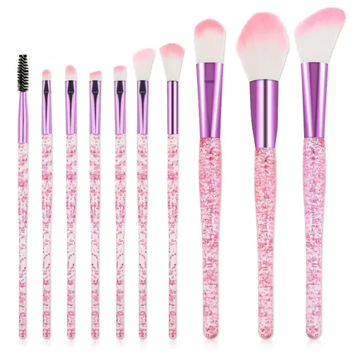 Juego De Brochas De Maquillaje De Cristal Brillante, 10 Unid