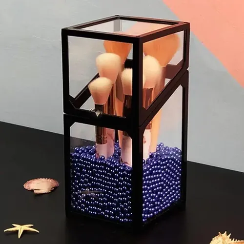 Organizador De Brochas Maquillaje Vidrio Premium Sin Pincel