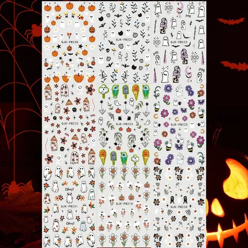 Calcomanías Para Uñas De Halloween Bhooka 9 Hojas 3d Autoadh