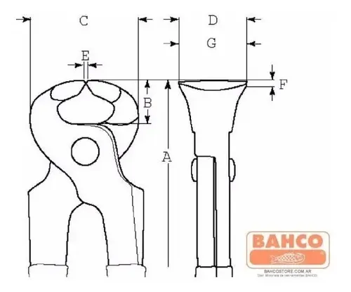 Tenaza Carpintero Bahco 200 Mm Mango Pvc 8 pulgadas