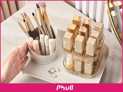 Organizador Maquillaje Porta Cosmético Giratorio Escritorio Transparente
