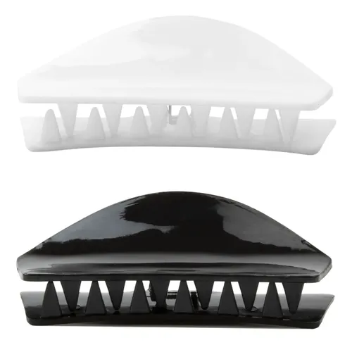 Broche Pelo Prensa Diseño Liso Negro Blanco Pack 12 Unidades