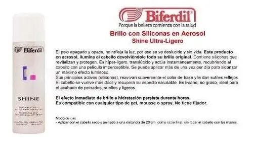 Biferdil Brillo Ultra Ligero Para Cabello C/silicona Aerosol