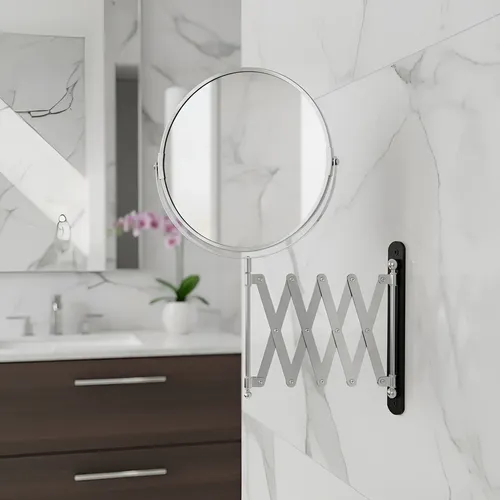 Espejo Metal Doble 20 Cm Brazo Extensible Aumento X3 Cromado Cromado