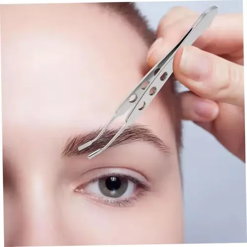 1 Pieza Pinzas Para Cejas Curvas Perforadas Unisex Xb