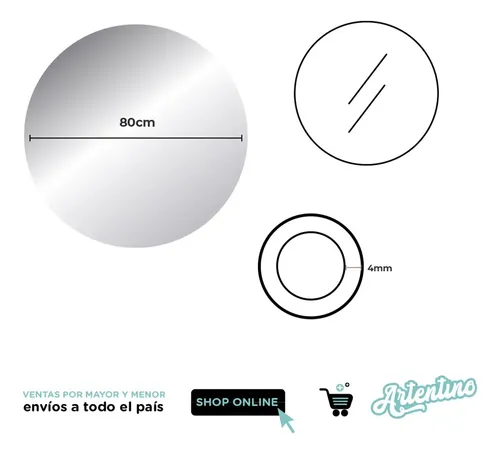 Espejo Led Grande Pared Para Baño Redondo Moderno Deco 80 Cm