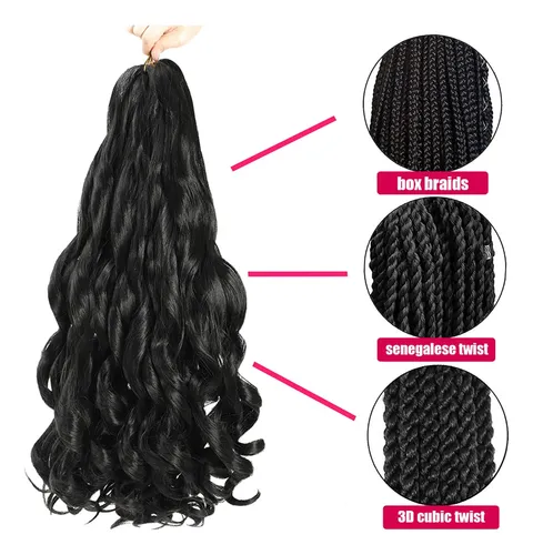Cabello Trenzado Rizado Francés Conrora, 60 Cm, 8 Paquetes,