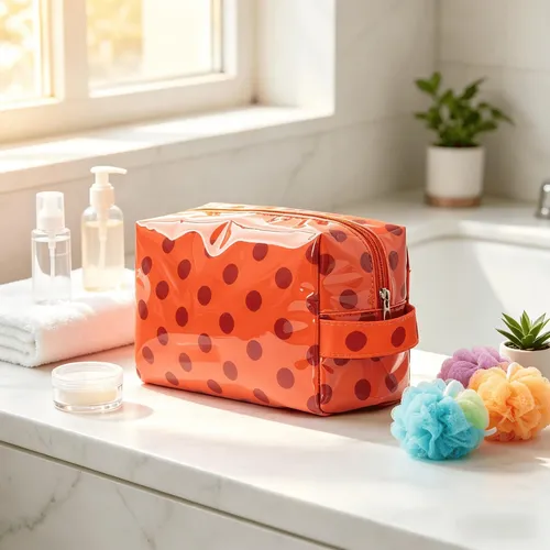 Bolsa De Maquillaje Con Lunares Orange Red Polka Dots Polka Dot