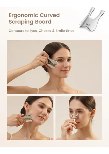 Herramienta Gua Sha Facial De Acero Plata Para Masajes