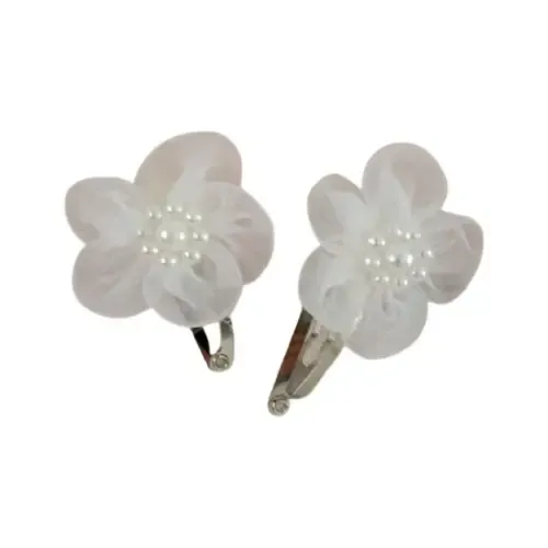 Par De Hebillas Tic Tac Con Flores Fiesta Nena Bautismo