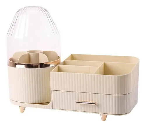 Organizador Maquillaje Giratorio 360° Cajón Tapa Antipolvo