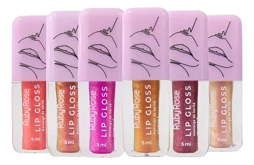 Lip Gloss Brilloso Glitter Vitamina E Hidratante  Ruby Rose