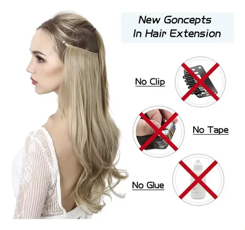 Extensión De Cabello De Halo Ondulada 18  Liga Invisible