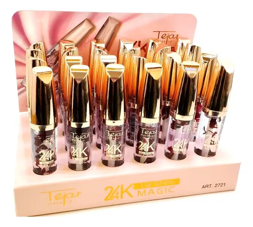 Brillo Labial Glitter Color Aplicador Magic 24k Caja X 24