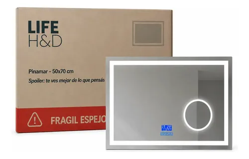 Espejo Moderno Bluetooth Luz Led Desempañador Baño 50×70 Espejo