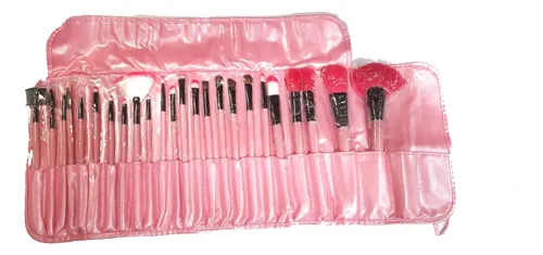 Set 24 Pinceles Profesionales Para Maquillaje Color Rosa