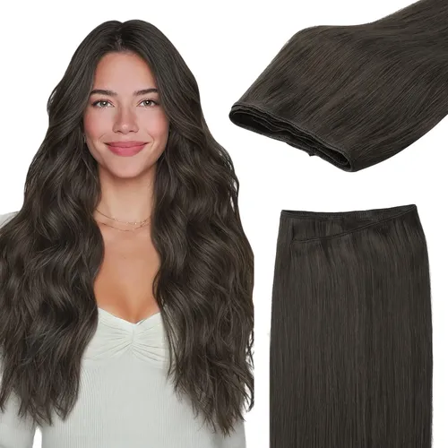 Extension Cortina De Pelo Humano Real 35cm 100g Marron Moka