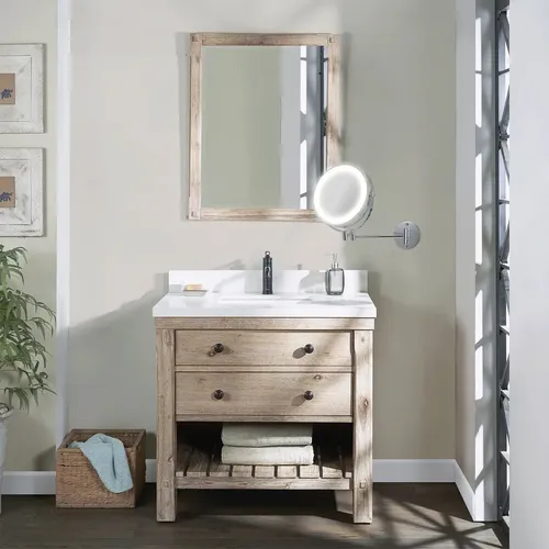 Espejo Para Maquillaje Led Pared Aumento X5 Doble Faz Vip