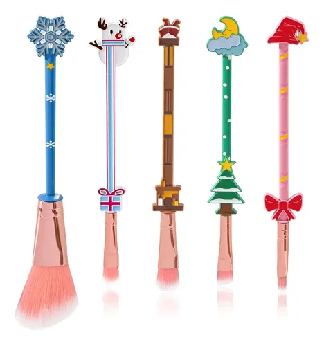 Set De Brochas De Maquillaje De Papá Noel Con Forma De Muñec