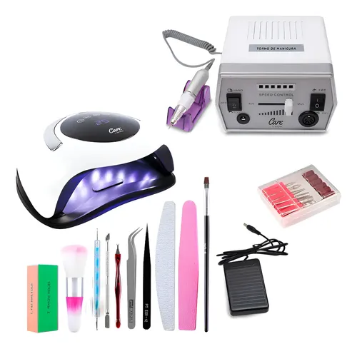 Kit Cabina Uv Led 120w Gadnic Torno Para Uñas Eléctrico Mano