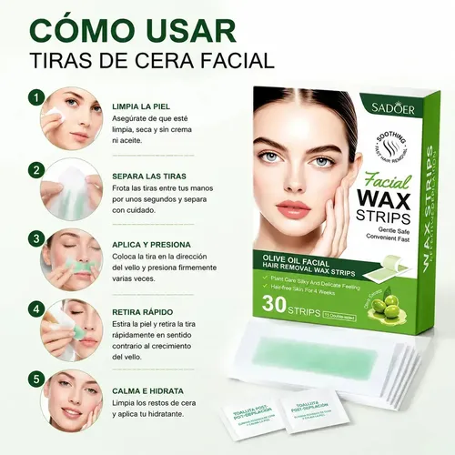 30 Tiras De Depilación Para Depilación Facial, De Piernas Y