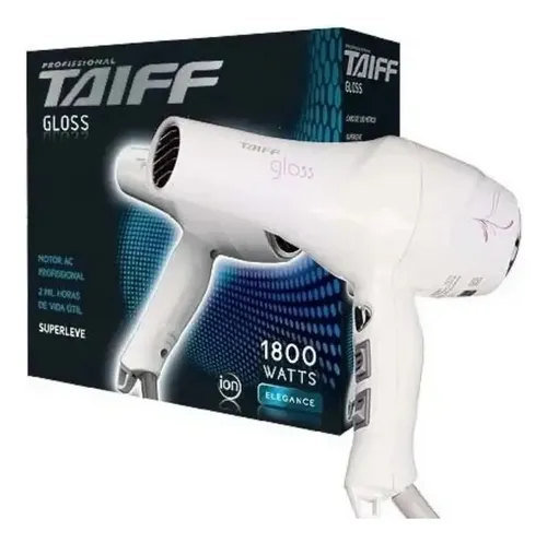 Secador De Pelo Profesional Taiff Gloss 1800w Alisado Shock Color Blanco