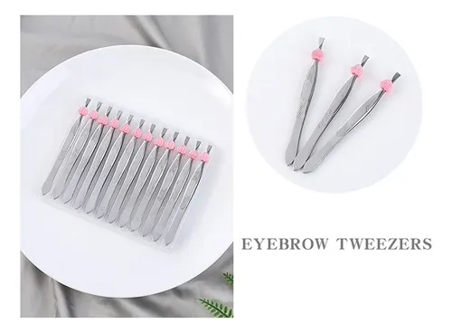 12pcs Pinzas Para Cejas Corazón Acero Inoxidable