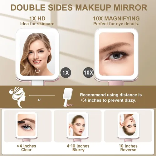 Espejo De Maquillaje Mocado De Viaje Con Aumento 10x/1x Y Lu