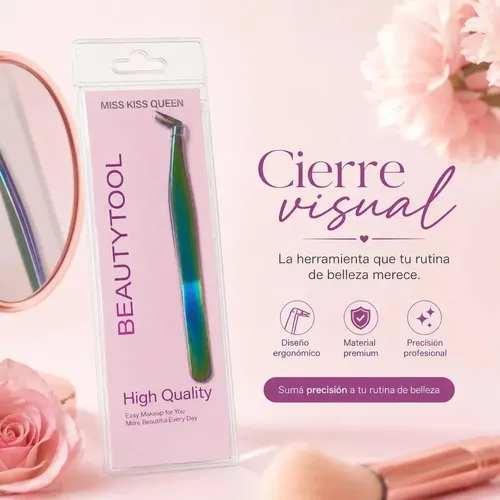 Pinza Para Pestañas Punta Curva Acero Inoxidable Cejas