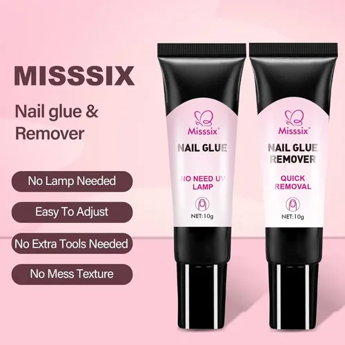 Kit Tips Uñas Gel Misssix 216 Pzs 12 Tallas Pegamento