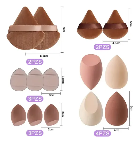 Kit 14pz Esponja Maquillaje En Polvo Beauty Blender Marrón Multi-colored