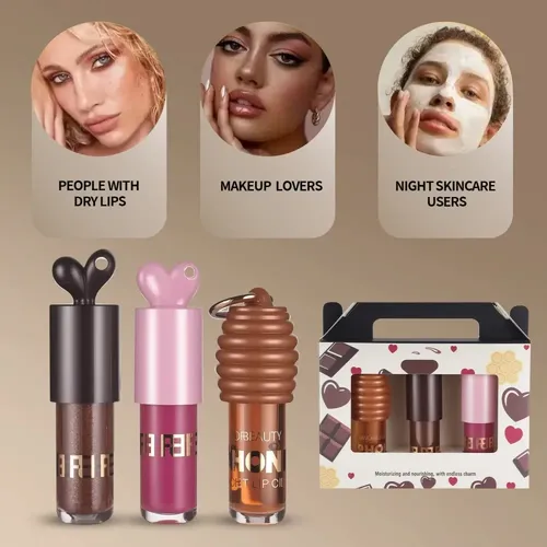 6 Unidades / 2 Cajas Aceite Labial Brillo Miel Hidratante