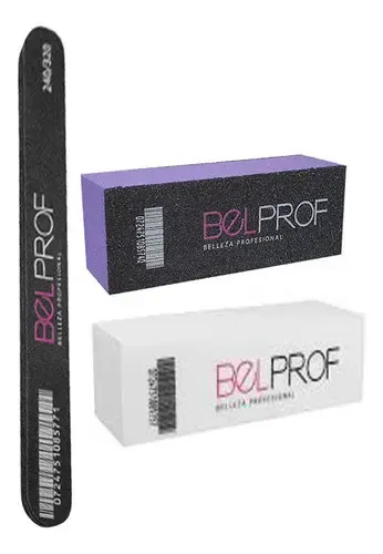 Kit Limas Bloque Pulidor Belprof Uñas Manicuria Semipermanente Lima Recta