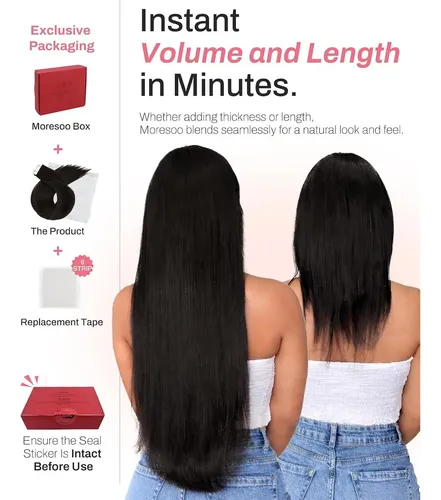 Extensiones De Cabello Remy Con Cinta 18” 40pcs Moresoo