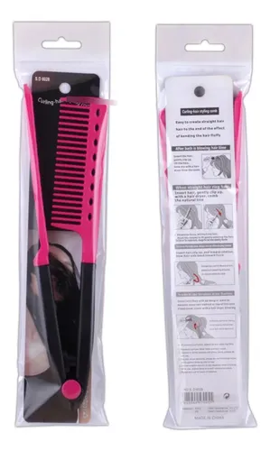 Peineta Roja En Forma De V Para Desenredar Y Peinar El Cabel Rosa E Preto