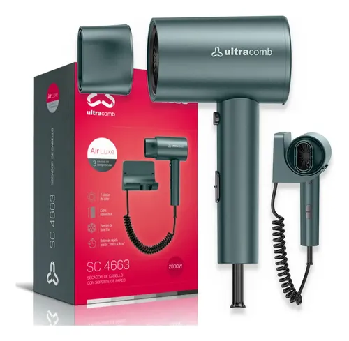 Secador De Pelo Ultracomb Sc-4663 Con Soporte Pared 2000w Verde