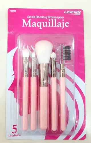Brochas Y Pinceles Para Maquillaje Set 5 Piezas Lisfar Color Rosa