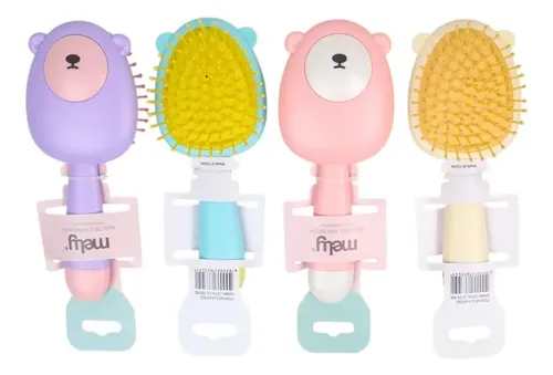 Cepillo Peine Oso Kawaii Para Cabello Desenredante Con Mango