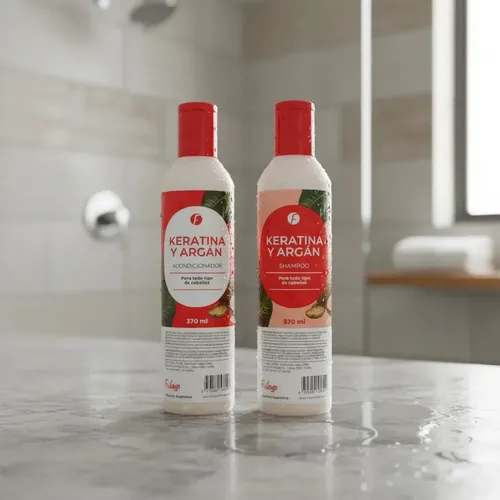 Shampoo + Acondicionador Keratina Y Argan Frilayp X370ml.