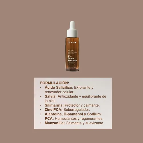 Acido Exel Salicilico 2% Facial Profesional Salicylic 30 Ml Momento De Aplicación Día/noche Tipo De Piel Mixta