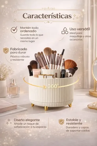 Organizador De Maquillaje Giratorio 360° 5 Compartimentos