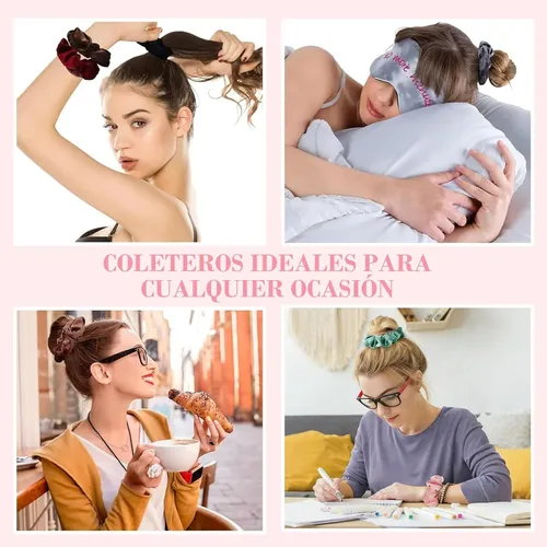 48 Pzs Ligas Cabello Satinado Elásticas, Para Mujeres Niñas