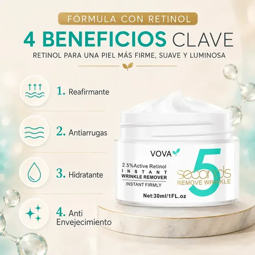 Crema Facial Retinol Reafirmante Antiarrugas 5 Seconds