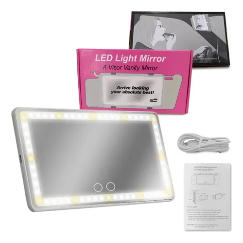Espejo De Maquillaje Para Auto Luminoso Led Usb Recargable